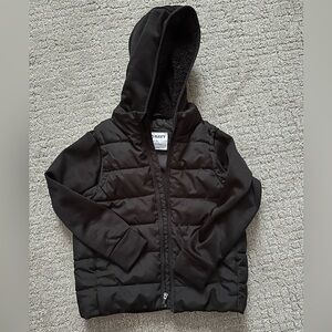 Old Navy Black Mixed-Media Hooded Jacket, XS (5)